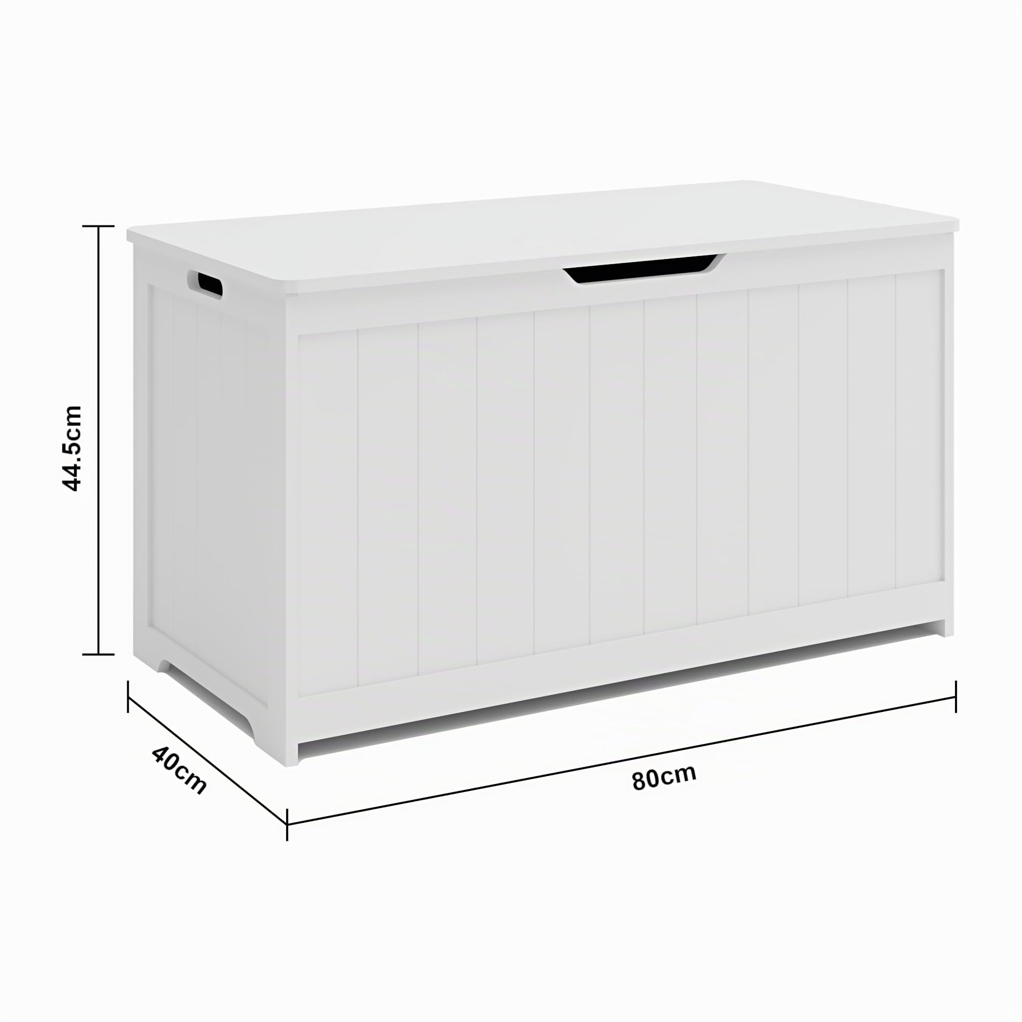 [en.casa] Baúl para Juguetes Podek Juguetero con Tapa de Cierre Suave Organizador de Juegos Cuarto para Niños Pasillo Sala máx. 70 kg 80 x 40 x 44,5 cm - Blanco