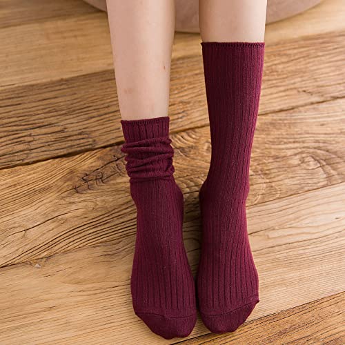 CHUNG Women Cotton Socks Crew Calf Multi-Color Solid for Students 5.5-9 Teenagers Juniors Seniors Young Lady Girls3