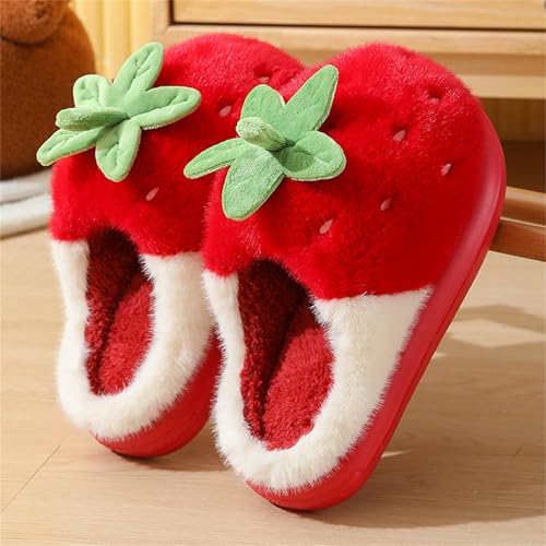 Strawberry fruit slippers for both men and women at home, plush anti slip and warm slippers2