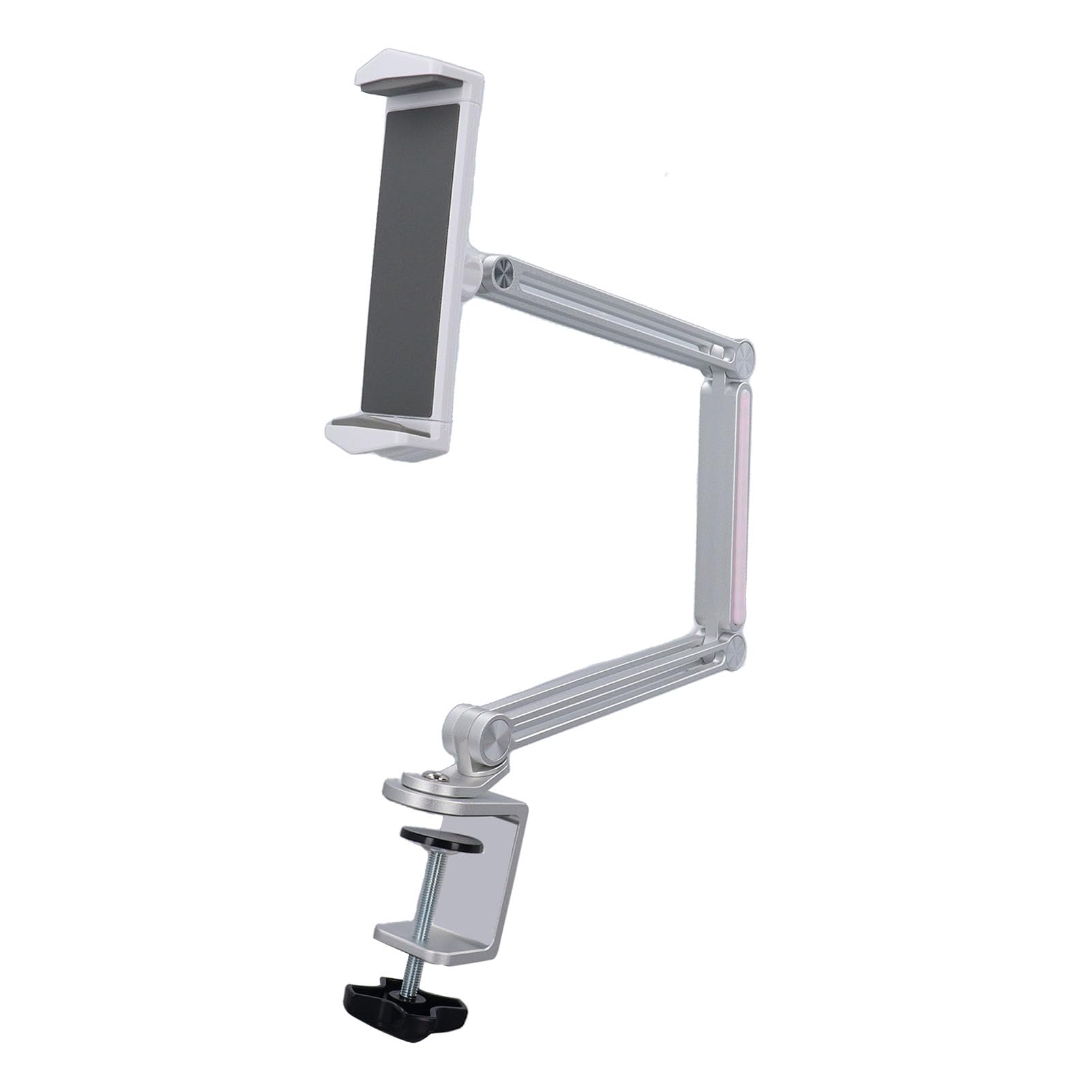 Soporte para Teléfono para Escritorio, Cama, Rotación de 360 ​​Grados, Brazo Largo Ajustable, Soporte para Teléfono Celular, para Tableta con Abrazadera y Luz Ajustable, Plegable y Portátil