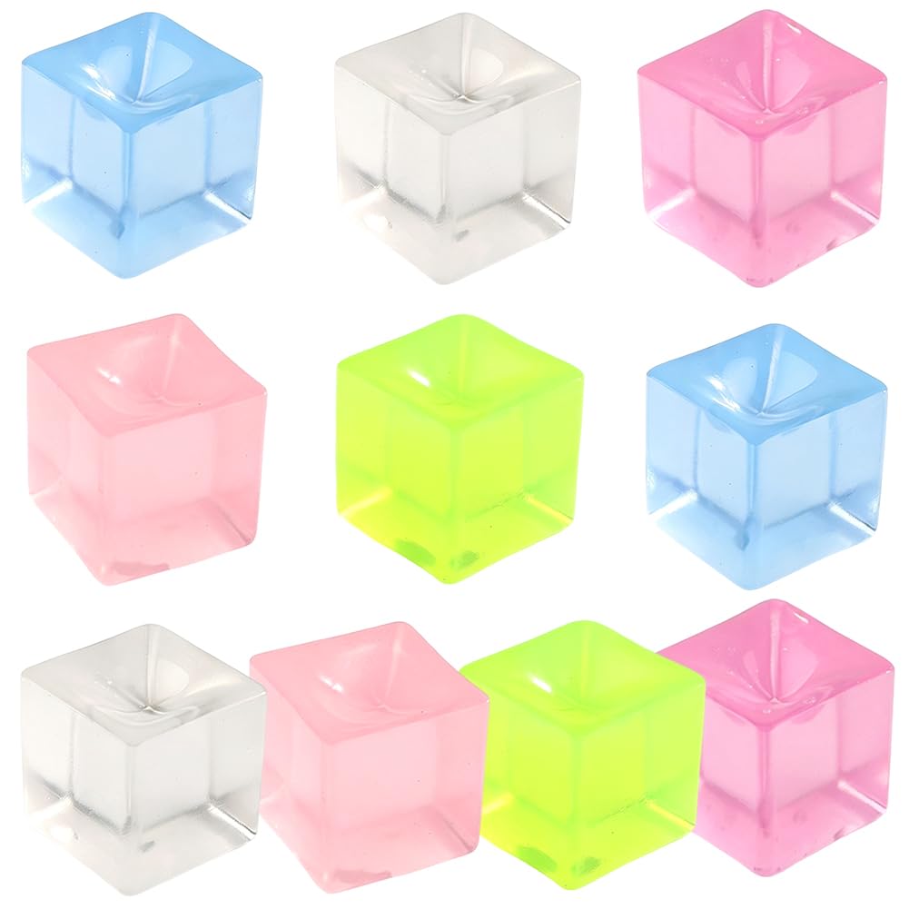 10 Pcs Mini Stress Cube Squishy Toy Set, Ice Cube Shape Finger Fidget Toys, Soft Stress Squishy Balls, Fun Sensory Fidget Toys, for Anxiety Relaxation, Birthday Classroom Prize, Party Favors Decor