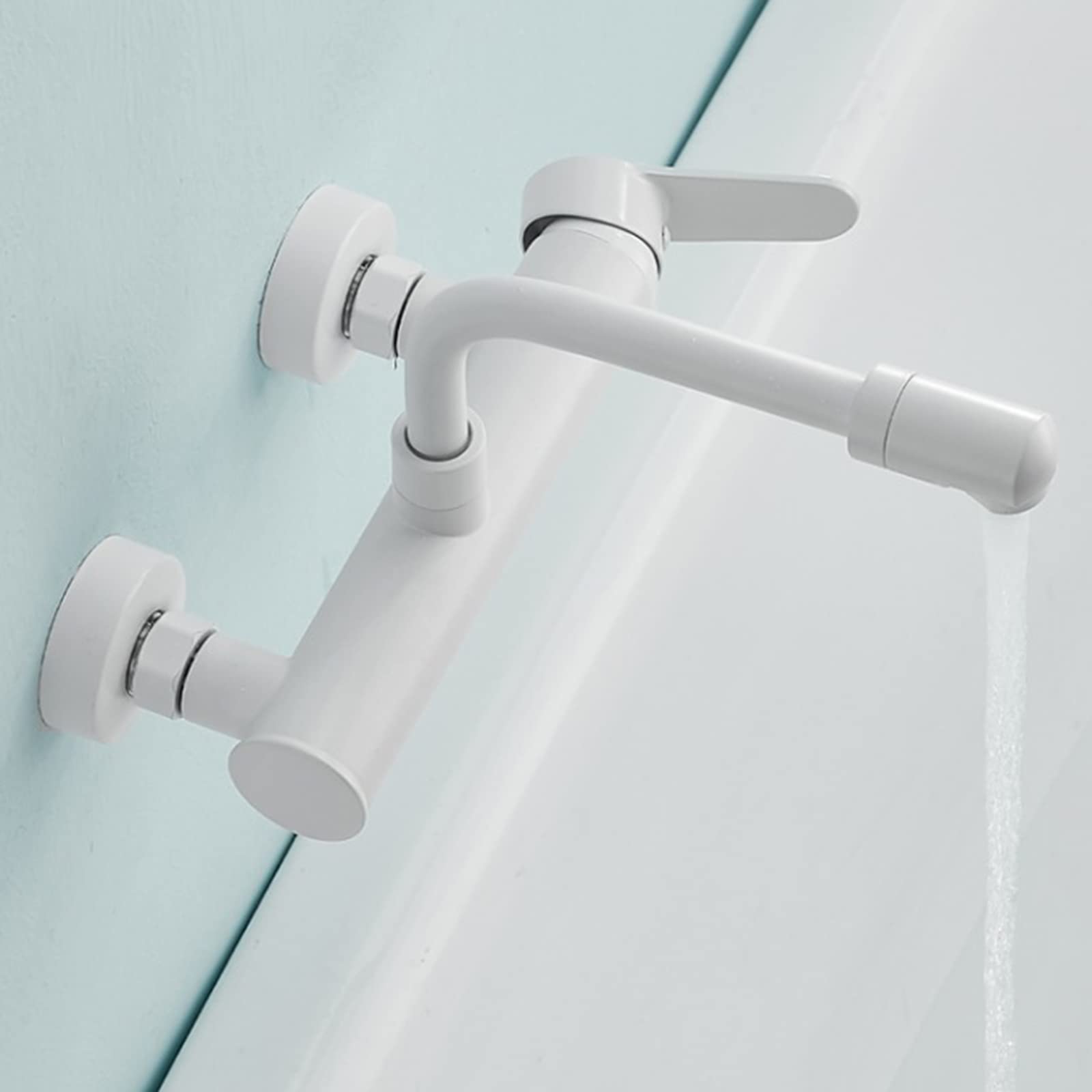 Grifo de Cocina montado en la Pared Grifos de Cocina Grifo de Fregadero de Cocina Giratorio de latón Blanco Grifo de Fregadero de Agua fría y Caliente - 20 cm (29 cm)