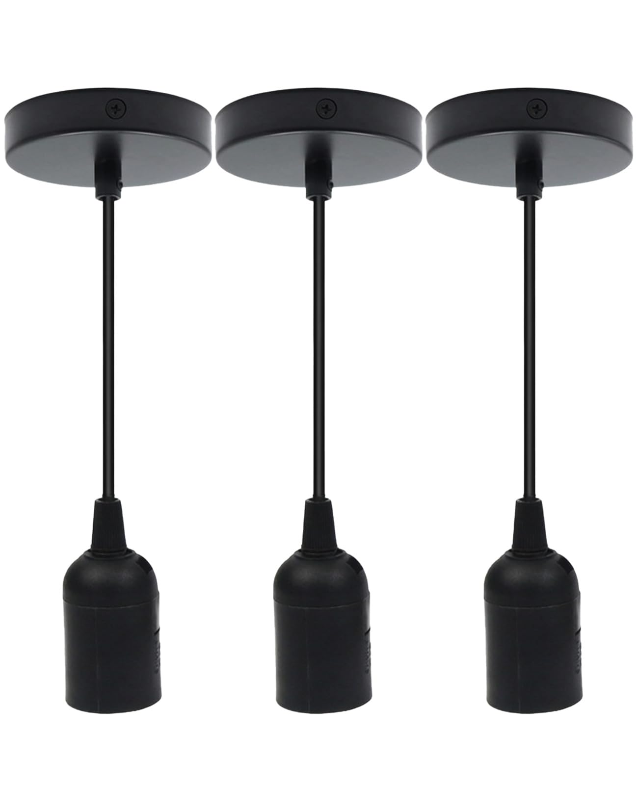 Ninnyi 3 Pcs E27 Ceiling Light Fitting for Kitchen Island Living Room Bedroom Dinning Room Lightings (Screw-Type Lamp Holder, 27mm in Diameter)