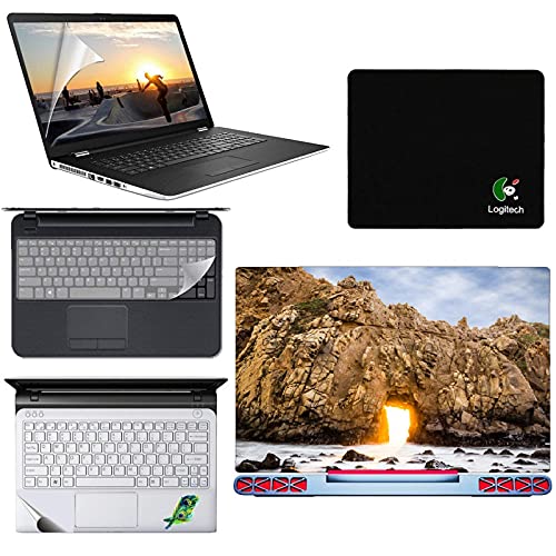 sdm 5in1 Combo, HD, UV Printed, Protected, Bubble Free, Scratchproof, for 15.6 inches on 3M Vinyl with Screen Guard and Key Protector, pelmrest Skin,Mouse-pad Combo Set 192