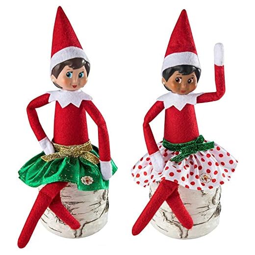 The Elf on the Shelf Party Skirt Set - 2 Holiday Skirt Combo - Dress Up Your Girl Elf for Holiday Parties Green
