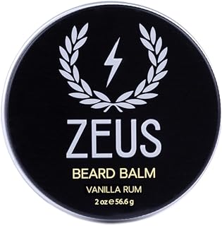 ZEUS Beard Balm, Natural Beeswax & Shea Butter Balm, Softening Conditioner for Facial Hair – MADE IN USA (Vanilla Rum) 2 oz.
