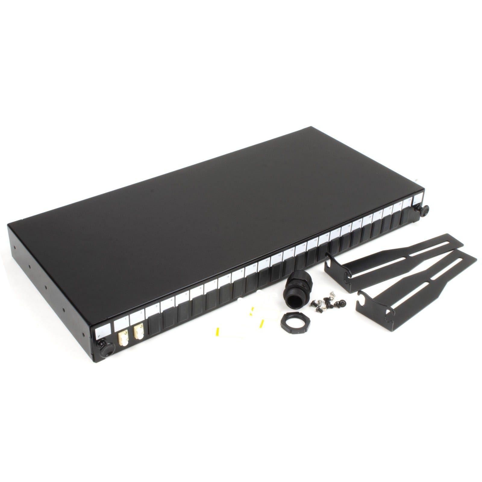 kenable Panneau de brassage fibre optique 24 ports + 2 adaptateurs LC Duplex MM Modules 4 fibres