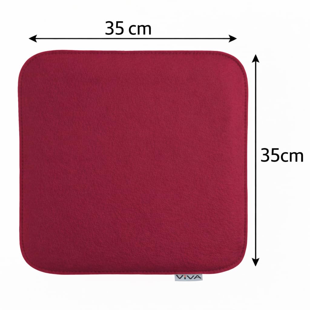 Brandsseller Lot de 6 Coussins d'assise en Feutre 35 x 35 x 2 cm – Galettes de Chaise carrées et Robustes pour l’intérieur et l’extérieur, Assise rembourrée Confortable - Rose