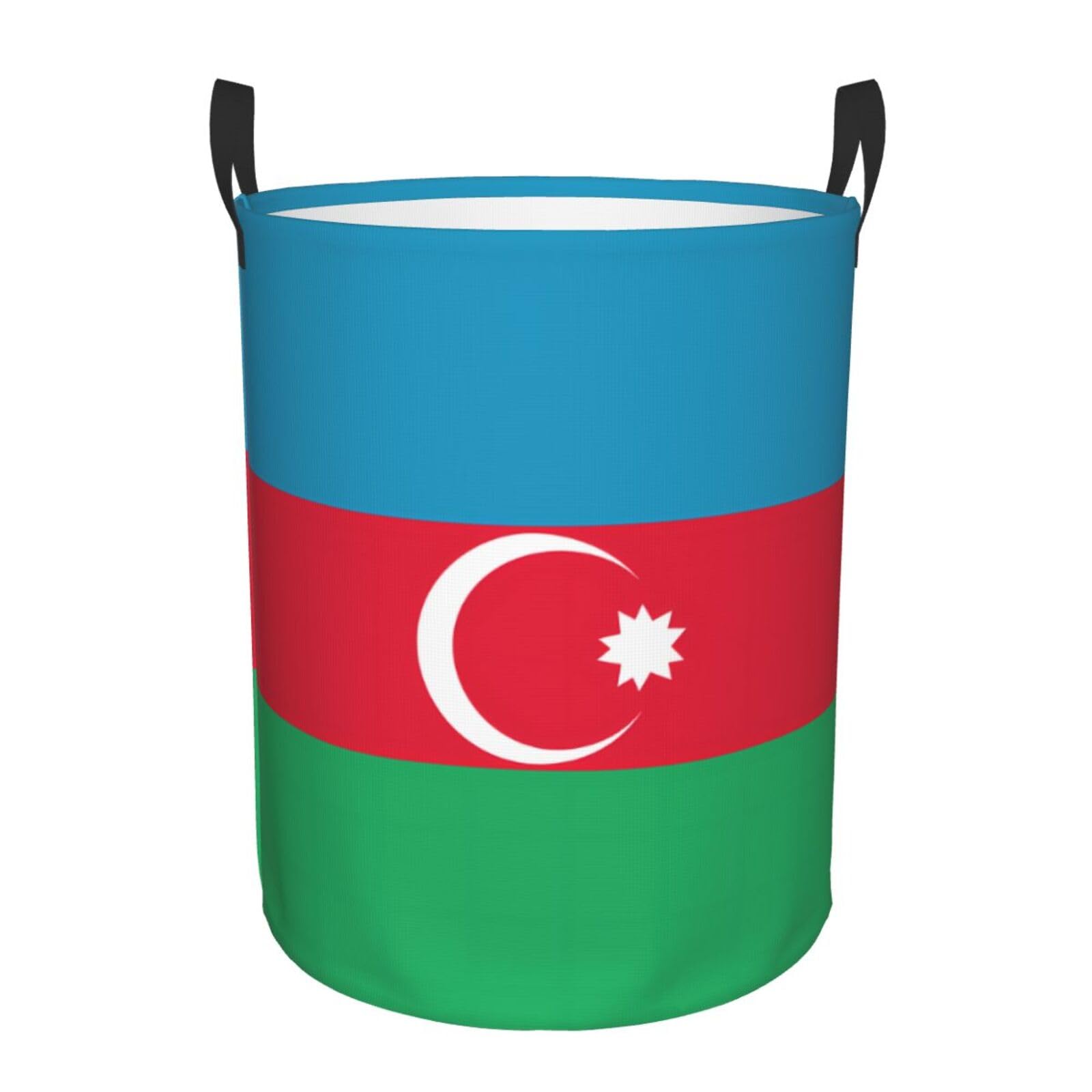 M Circular Hamper – Collapsible Flag of Azerbaijan Print Laundry Basket