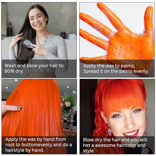 Image of Temporay Hair Color Wax | Metallic Shine | For Men & Women | DIY Instant Hair Color | Temporay Color 1 Day 1 Wash | No Ammonia, Bleach & Damage | Neon Orange - 100 gram