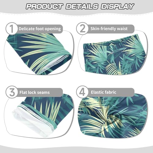 Tropical Palm Leaves Fern Leaf Emerald Kids Baby Girls Basic Leggings Fashion High Waisted Pants Gym3
