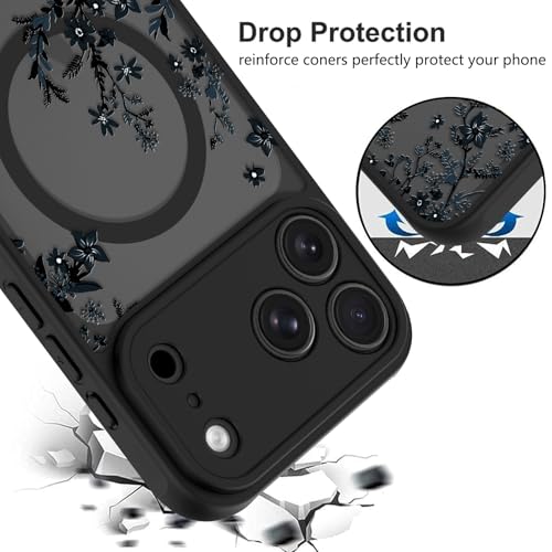 Image of KANGHAR Case for iPhone 17 Pro Florals Pattern | [Compatible with Magsafe] Cute Flower Branch Protective Magnetic Case for Girls Women Men