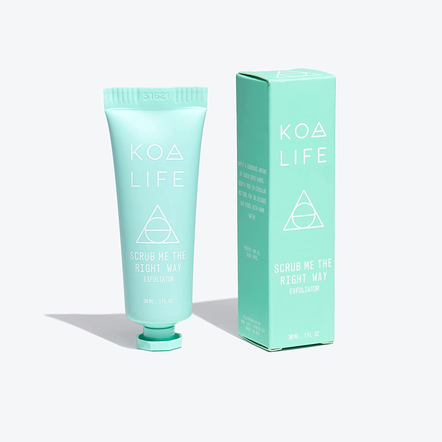 Koa Life Scrub Me The Right Way - Exfoliating Face Scrub, Eucalyptus Exfoliator, Coconut Shell Exfoliating Scrub, Sensitive Skin, Vegan - 15 Ml
