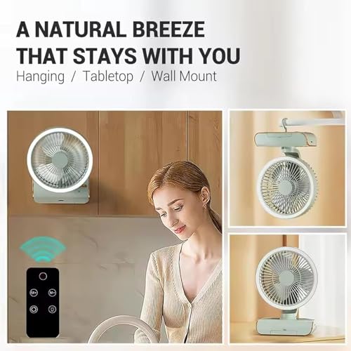 Image of Table Fan, Small Portable Desktop Fan with Strong Wind, Quiet Operation Personal Mini Fan for Home Office Bedroom Kitchen Table and Deskto (Green-OF)