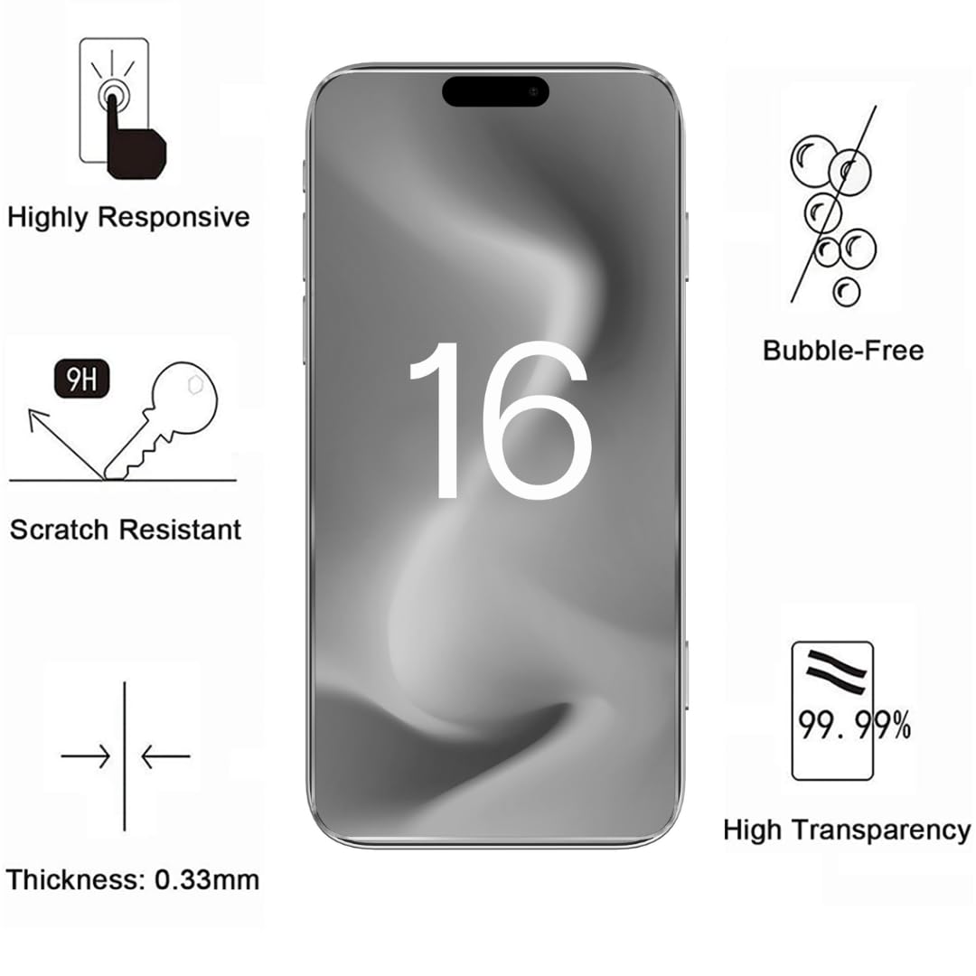 PHONILLICO Etui do iPhone'a 16 i 2 szkła hartowanego, ochrona ekranu i 2 osłony aparatu, zintegrowane koło magnetyczne