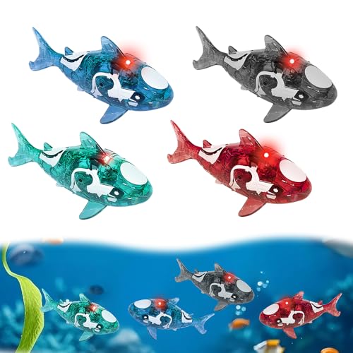 Dhqkqg 4 Pièces Robot Fish, Poisson Jouet Qui Va dans Leau, Faux Poisson Aquarium Qui Nage, Electronique avec Lumineux Réutilisables Natation Fish