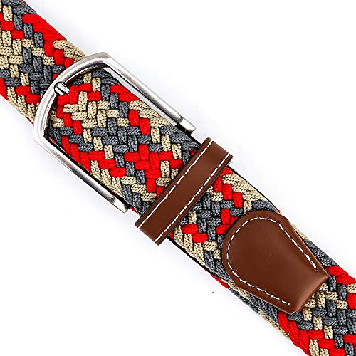 Image of Braided Canvas Woven Elastic Stretch Belts for Men /Women /Junior with Multicolored