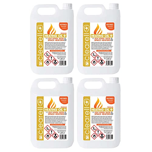 Clearell 20L | Pack of 4 x 5L | HEATING OIL Premium Quality Kerosene for Heaters and Stoves | Compliant to BS2869C2 | Class 2 | 20 Litres