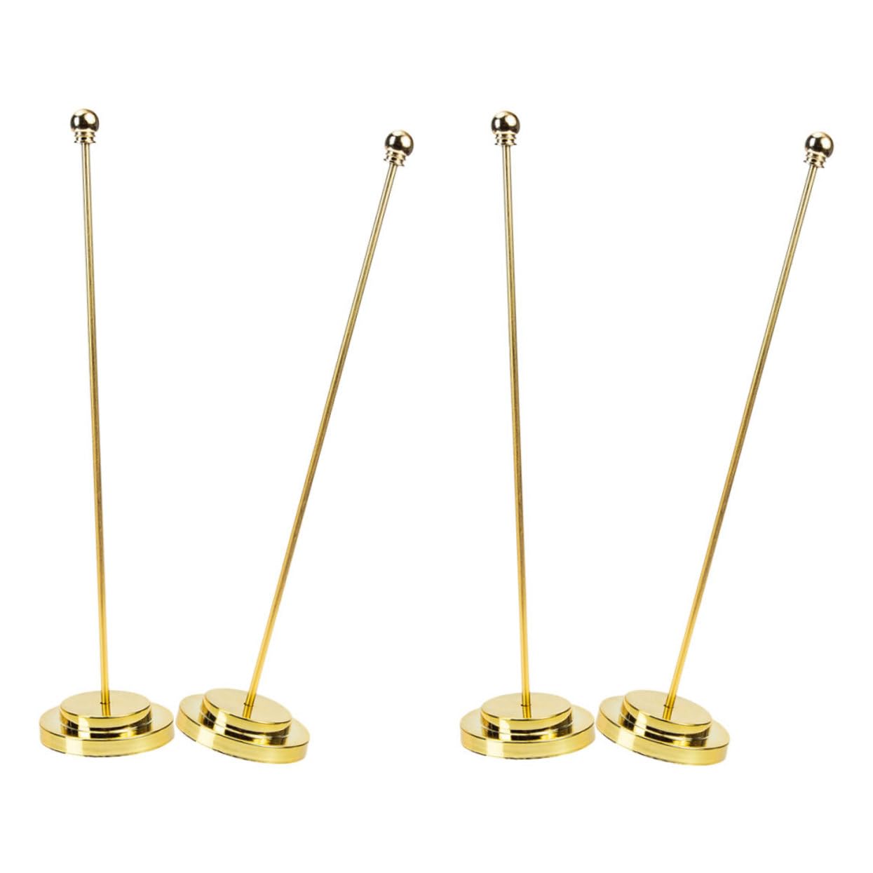 Soporte de bandera de escritorio metálico dorado PLAFOPE con base estable para oficina, pack de 4