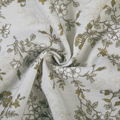 Image of TWOPAGES Pinch Pleat Floral Print Cafe Curtains, Cotton White, 34W x 30L