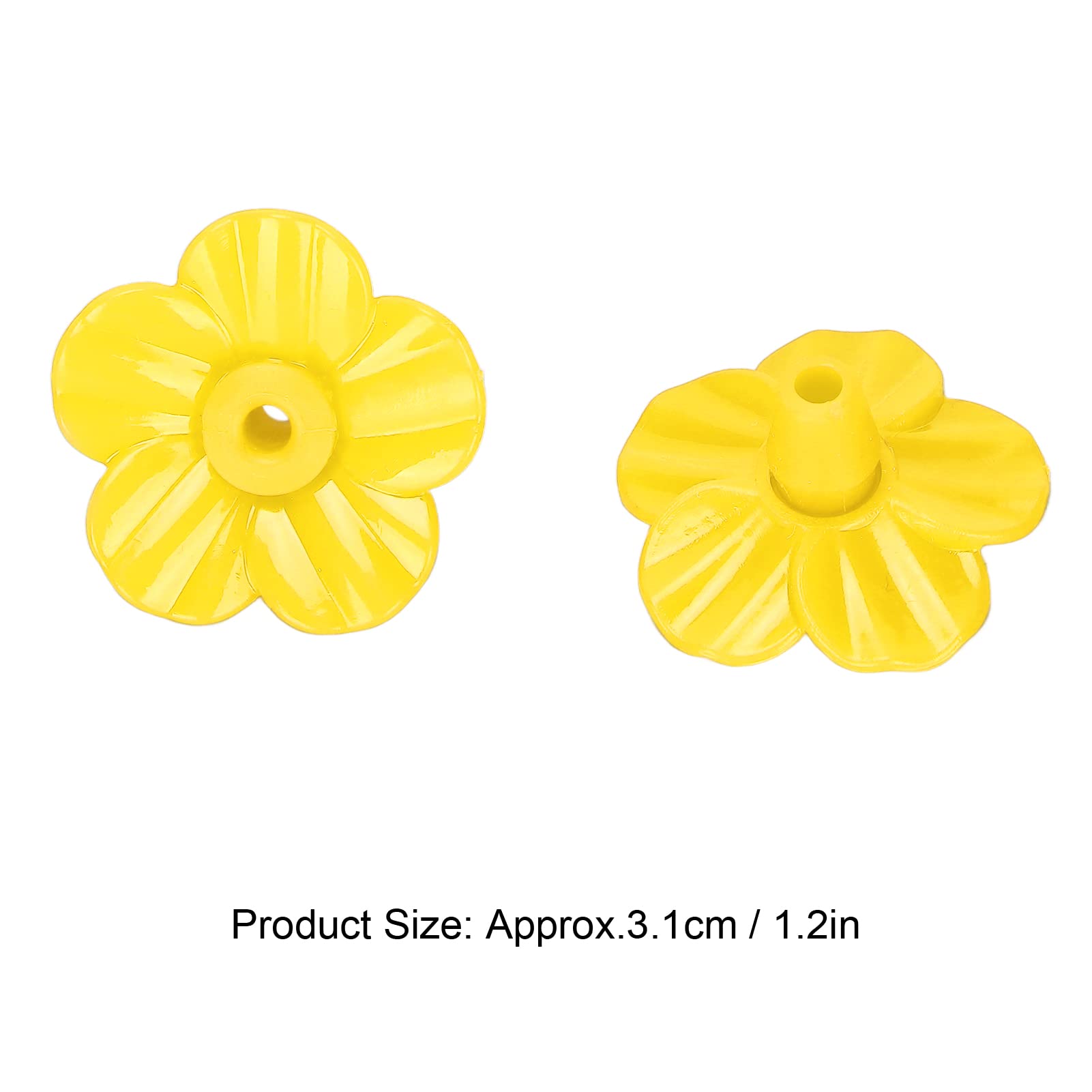 30 Set Hummingbird Feeder Replacement Flowers - Plastic Feeding Ports For Outdoor Garden (Yellow)
