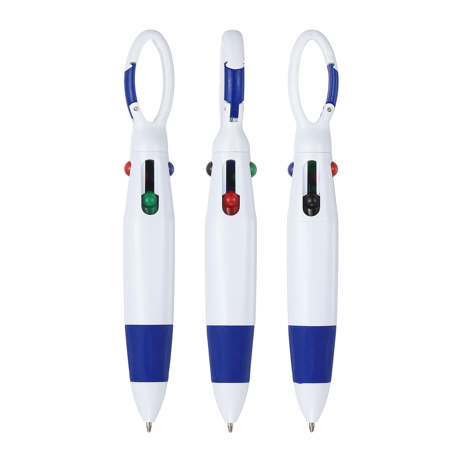 PATIKIL Retractable Shuttle Pens with Buckle Clip, 3Pcs 1.0mm 4 Colors Retractable Ballpoint Pens Keychain for Office Supplies Children Gift, Blue