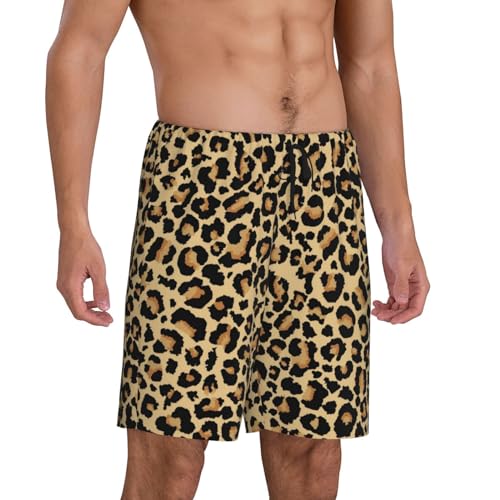 Leopard Print Print Men’s Sleep Shorts Bottoms Soft Comfy Pajama Wear Pants With Drawstring Pockets2
