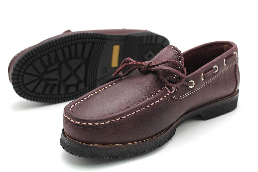 Zapato náutico, de Piel con Cordones y Suela de Goma, Hecho en españa, para: Hombre