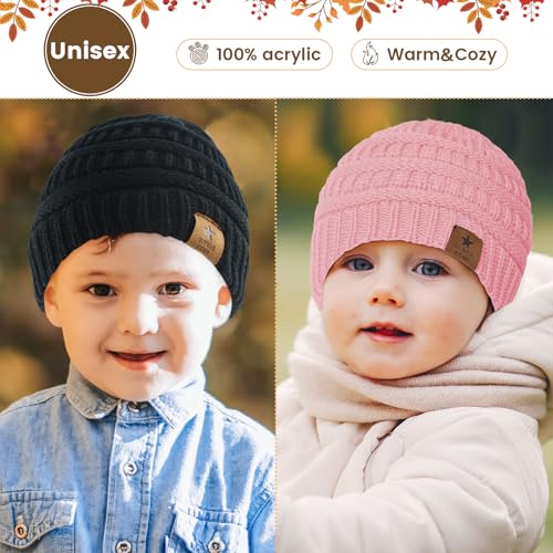 American Trends 2 Pack Knitted Baby Beanie Toddler Baby Winter Hat Cute Baby Girl Baby Boy Hats Infant Toddler Beanie4