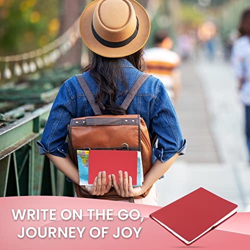 Image of Classic Journal with Faux Leather Cover for Writing, Planning, Travel, Office Use, 80gsm A5 Paper size, Magnetic Lock & Pen Loop Journal, Hard cover binding, College Ruled Notebook, Color - Red (176 Pages)