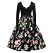 Produktbild Likecrzay Kleider Damen Weihnachten Karneval Kostüm Festlich Cocktailkleid Abendkleid Spitzenkleid Frauen Verein Partykleid Retro Gedruckt Lang Ärmel Empire Knielang Ballkleid
