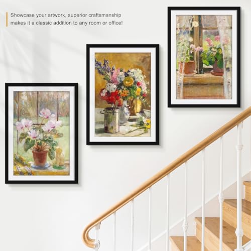 Picrit 24x34 Black Poster Frame 7 Pack, Display Pictures 20 x 30 Picture with Mat or 24 x 34 without Mat for Horizontal or Vertical Wall Mounting, Wall Gallery Photo Frames