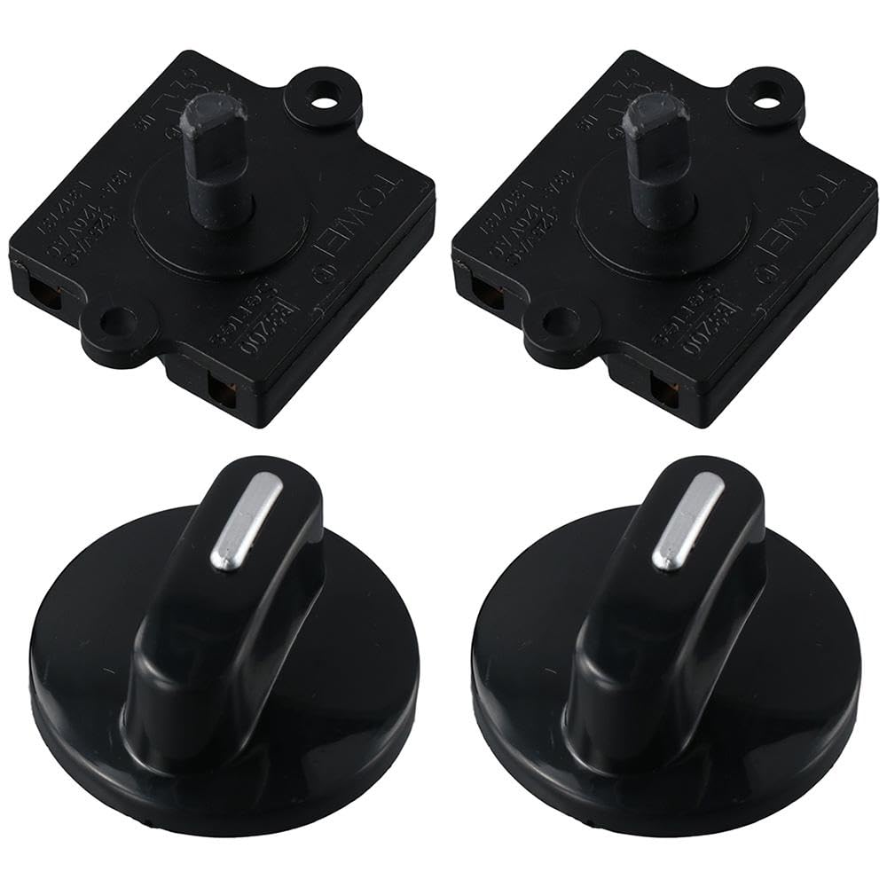 AllGIFT Rotary Switch 2pcs 13A-125V 10A-250V Durable 4 Position 3 Speed Switches with Knob Speed Selector Heater Rotary Switch Electric Heater
