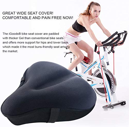 image for iGoods Gel Bike Seat Cushion Cover for Men and Women, UPDATED Soft Wid