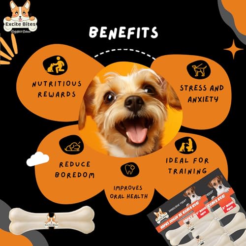 Image of Excite Bites Pressed Rawhide Bones for Dog Treats|Dog Calcium Bone Dog Chewing Needs|3Inch & 5Inch Calcium Bone Treat for All Dogs|Combo Offer (3 inch-6Pcs)(5 inch-4Pcs), 485 G (Pack of 2),All Life Stages