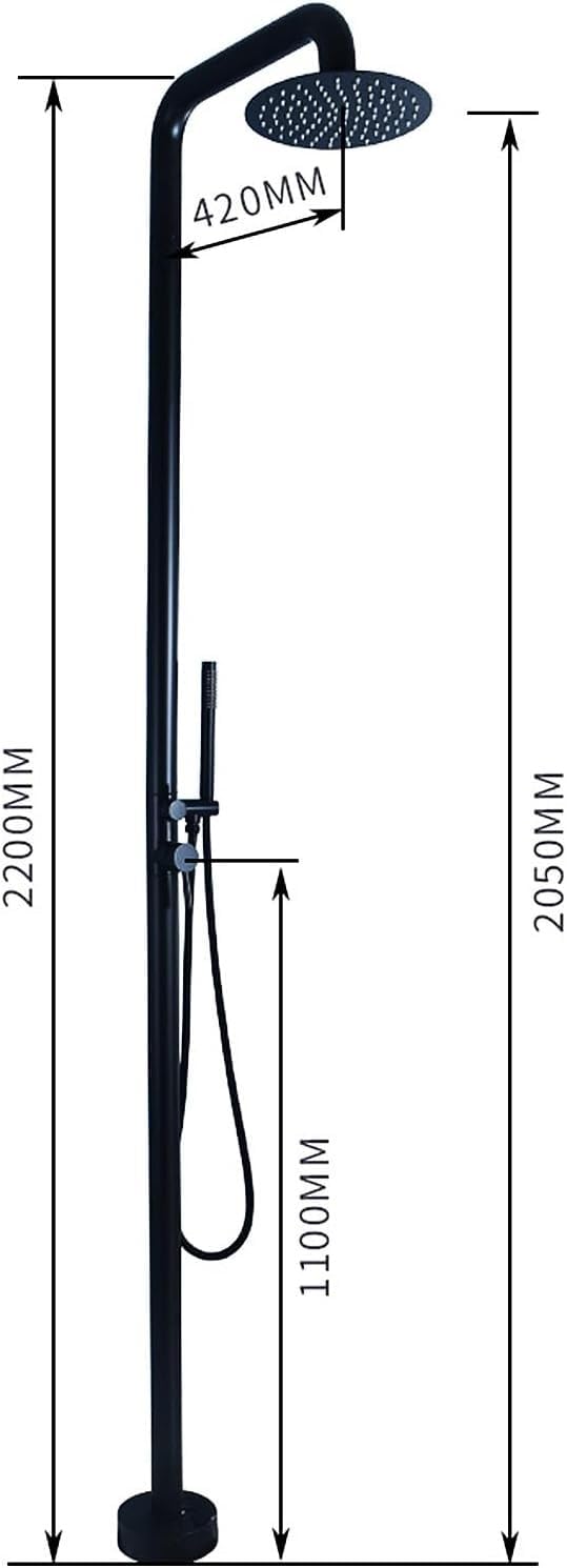 YAOJIA Douche Chauffée À L'énergie Solaire avec Douche À Effet De Pluie Et Douchette À Main, Douches Extérieures Au Bord De La Piscine, Système De Fixation De Douche en Acier Inoxydable Antirouille