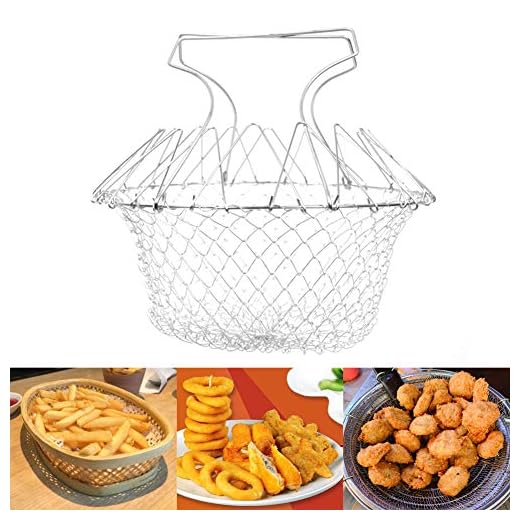 12 in 1 Foldable Basket/Stainless Steel Steam Rinse Strain Fry Strainer Net/Food Strainer/Fruits Flexible Utensil Blossom Cook Net Gadgets