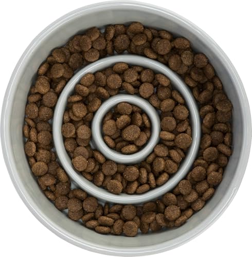 TRIXIE Slow Feeding Keramiknapf - grau/blau 0,45 l/ø 14 cm