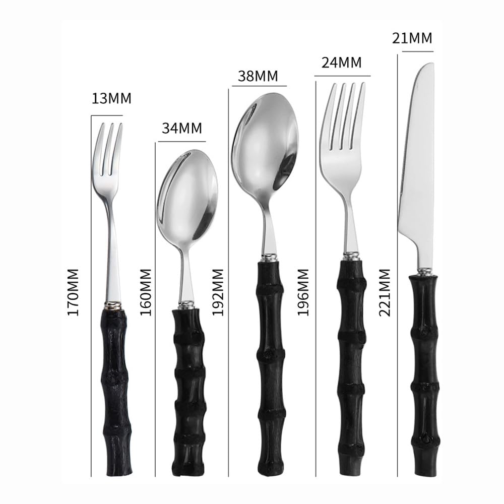 Manico Distintivo Cucina Acciaio Inox Argenteria Stoviglie Posate Set Bistecca Coltello Forchetta Cucchiaio Cucchiaino (Argento,20 pezzi)