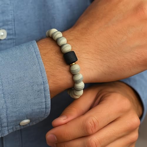 Image of THE MEN THING Natural Stone Bracelets - Adjustable Beaded Wristwear for Men & Boys (Multi-Design Collection)