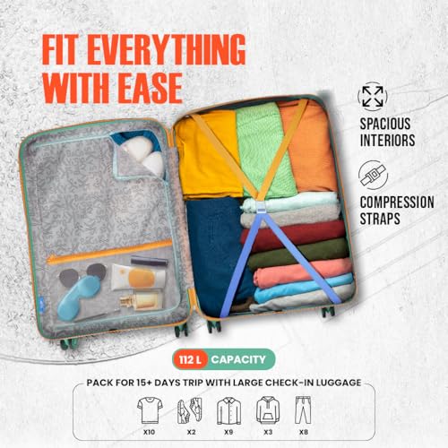 Image of Skybags Polycarbonate (Pc) Graphiq Check-in 75 Cm(Large) 8 Wheels Trolley Bags for Travel Hard Case Spinner Luggage, Lightweight Bag with TSA Lock & Scratch Resistant|5 Years Warranty (Marine Green)