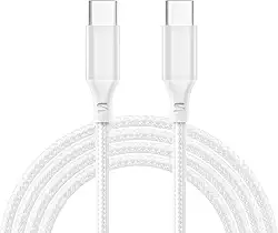 Cabo USB C Turbo tipo C Trançado Compatível com iPhone e Samsung Cabo Resistente Carregador USB-C 2M 100W Cabo USB Tipo C para Tipo C Carregamento Rápido Compatível com Cabo iPhone USB C (Branco)