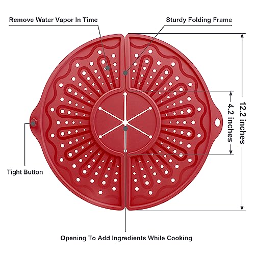 Image of Silicone Splatter Screen For 10, 11 and 12 Inch Frying Pan, Foldable, Multi-Use Grease Trivet Mat, 12 inch Non-Stick Oil Splatter Guard For Mixer, Dishwasher Safe, BPA Free,Red
