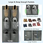 2 Pack RV Shoes Storage, 12 Large Mesh Pockets Closet Door Hanging Shoe Rack Organizer Narrow Shoe Holder, Wall Mounted Shoes Rack with Sticky Mounts for Camper