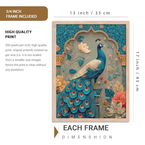 Image of kotart Traditional Wall Painting With Frame Vastu Peacock For Living Room Bed Room Hotel Wall Decor Digital Reprint engineered wood Set of 6 (13X17 inch)