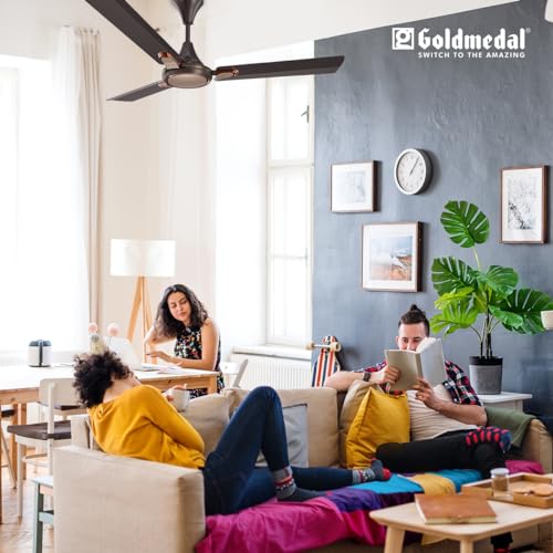 Image of Goldmedal Senora 1200 mm BEE Certified Star Rated Decorative Ceiling Fan | Anti Dust| High Air Delivery| High RPM | 2 years Warranty (Chocolate Gold)