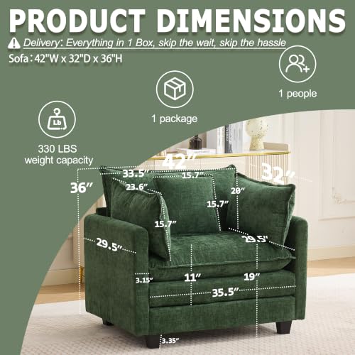 Image of 42 inch Modular Sectional Sofa, Cloud Couch Single-Seat Accent Chair