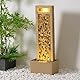 Teamson Home Garten Outdoor Brunnen Hoher Wasserfall mit warmen LED-Lichtern, River Rock Design, Einstellbarer Fluss, Robustes braunes Polyresin