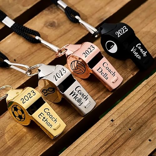 Silbatos personalizados de acero inoxidable con cordón miniatura 3