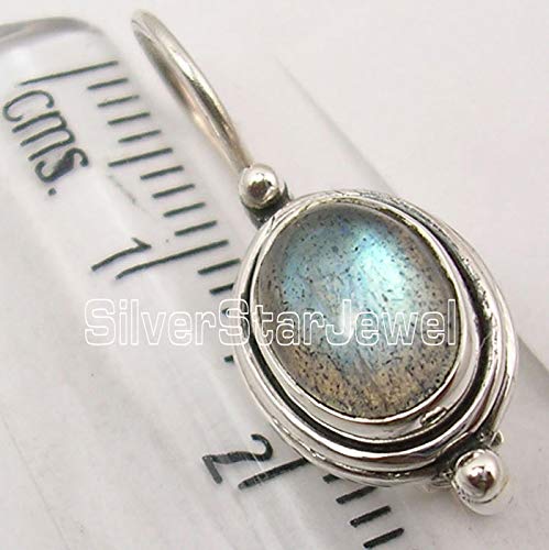 925 Sterling Silber Natürlich Labradorit Stammes-Stil Baumeln Ohrringe 2,5 cm Muttertag Angebote